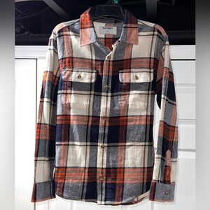 Old Navy Orange and Blue Plaid Shirt